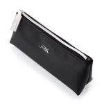 Black ODM Leather Travel Makeup Bag Metal Zipper Head
