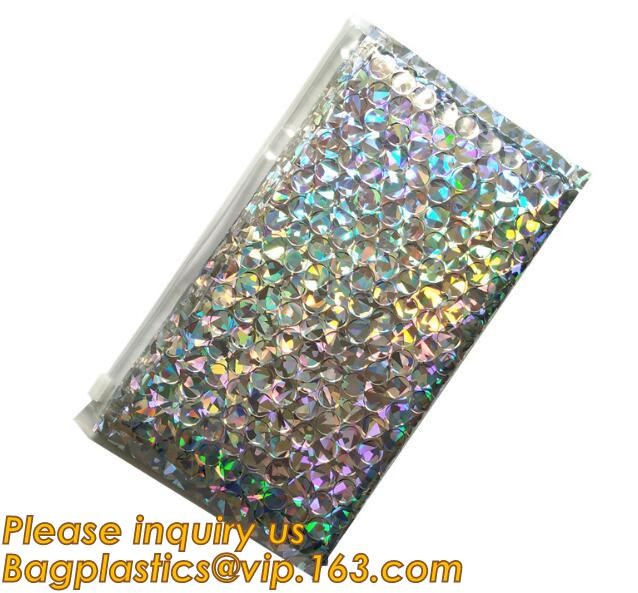 Cosmetic Pink Slider Padded Bag/Silver k Bag With Bubble,Padded Envelopes Cheap Aluminium Foil k Holographic