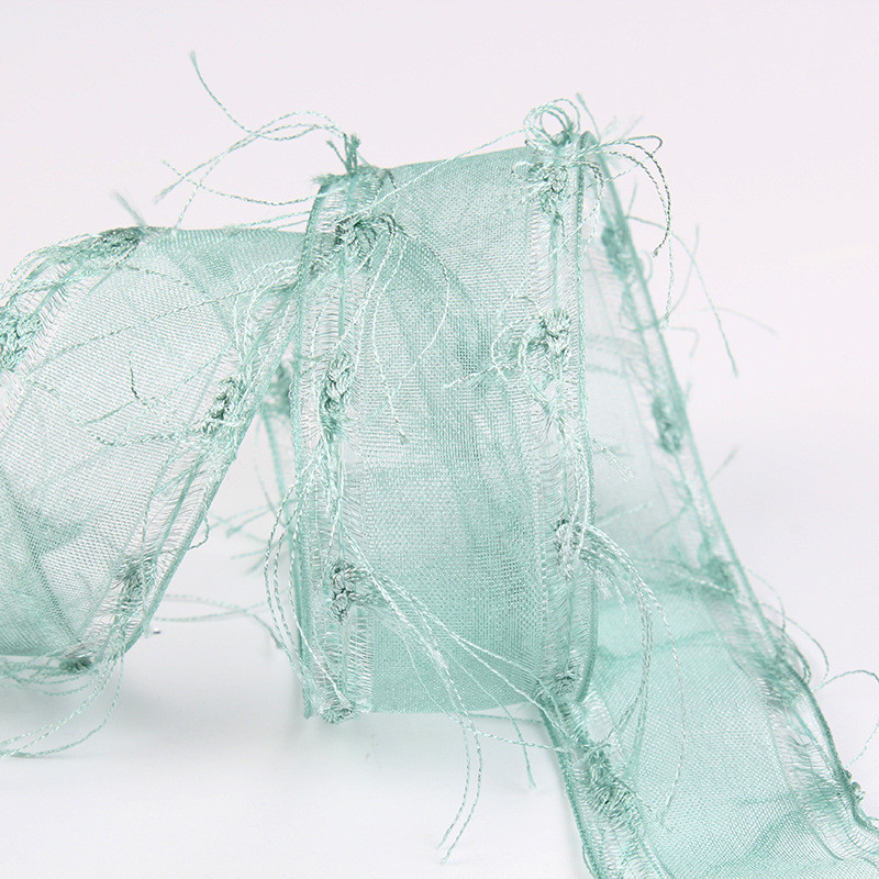 25mm-50mm Tassel Edge Polyester Organza Ribbon for Flower Chocolate Gift Packing and Garment Decoration