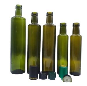 Quality Healthy Lead Free Glass 1000ml 500ml 250ml Empty Oil Bottle with Kitchen Shrink Cap wholesale