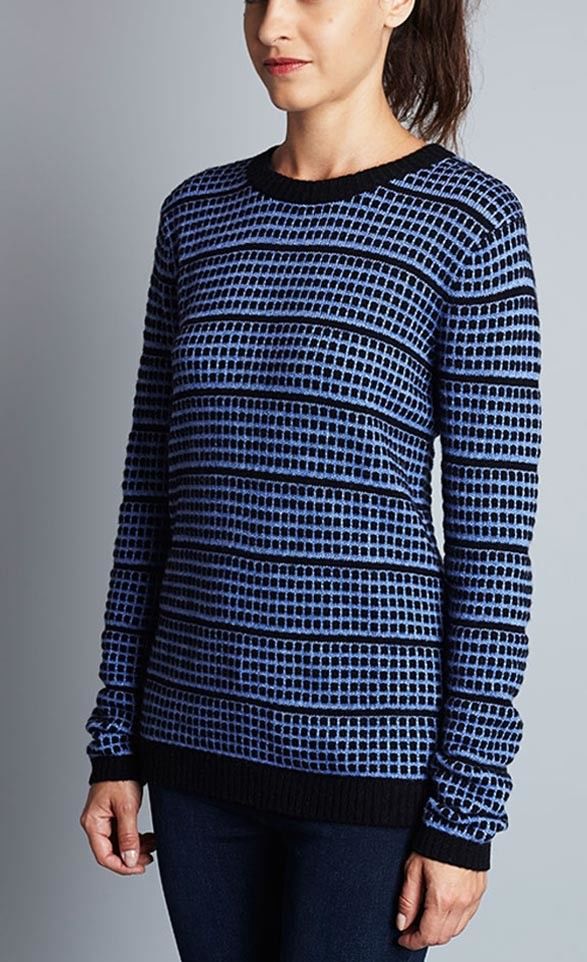 WOMEN'S 37% VISCOSE/ 33%NYLON/ 25%LAMBSWOOL/ 5%CASHMERE FLOATING JACQUARD KNITTED SWEATER