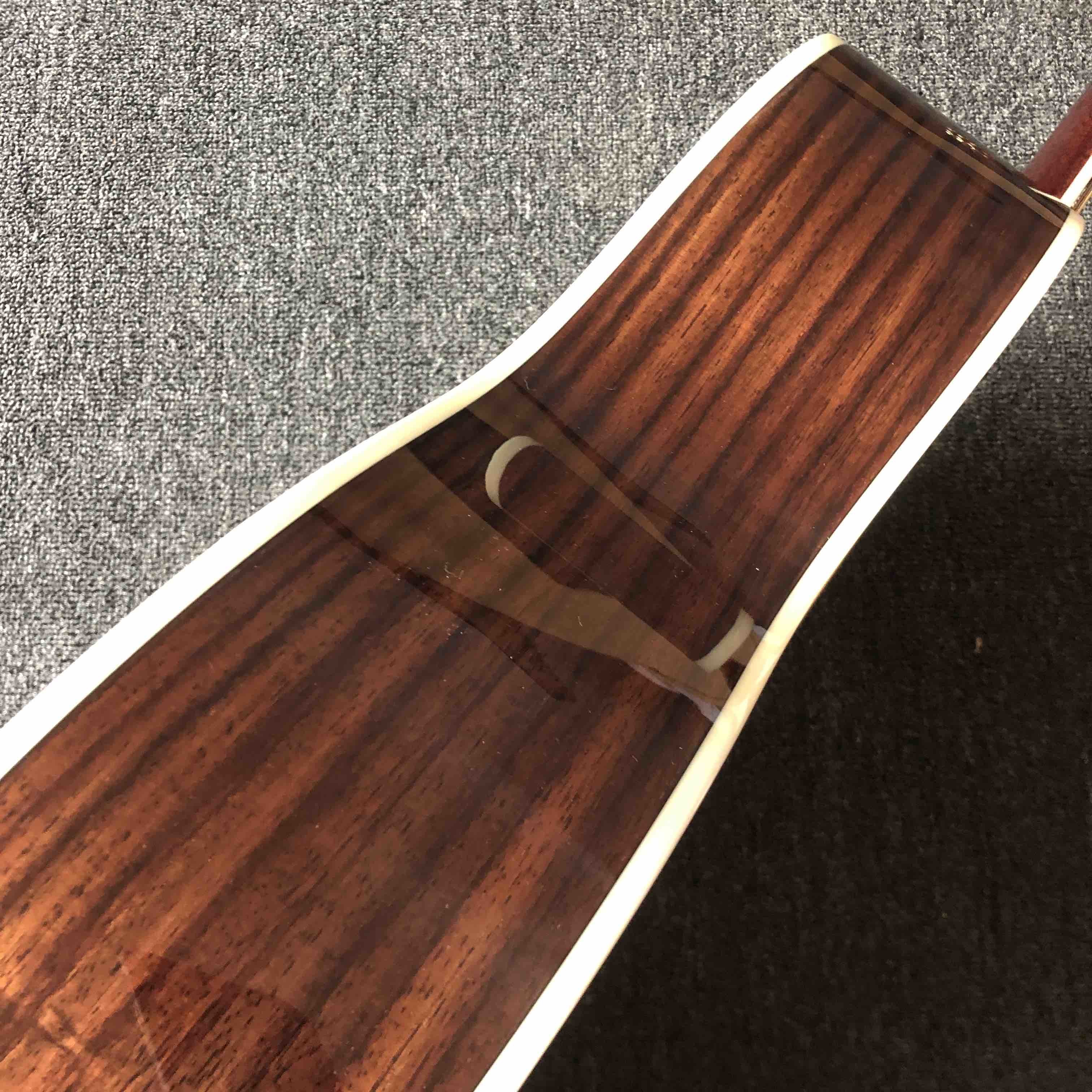Custom acoustic electric guitar OM body round body solid top guitar rosewood fingerboard mahogany back side with EQ