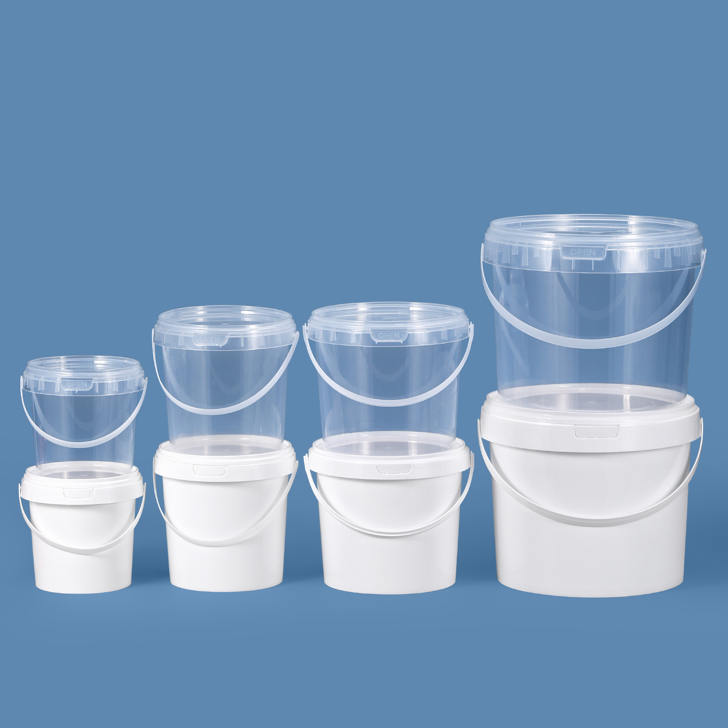 900ml 32oz PP Plastic Beverage Chocolate Spread Sauces Pack Buckets with Cover Handle