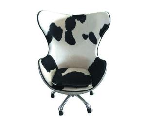 Quality Vintage Style Aviator Chair Aluminum Cowhide Office Egg Chair - Swivel - Casters wholesale