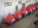 Red 0.6mm/0.9mm inflatable doritos shape air bunker for commercial use