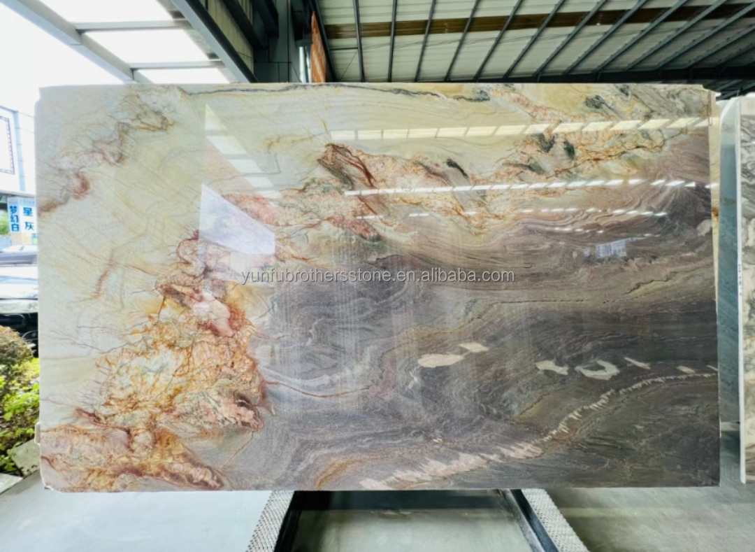 Polished Purple Marble Stone Big Slab Dining Table Top for Modern Bedroom Hall Design