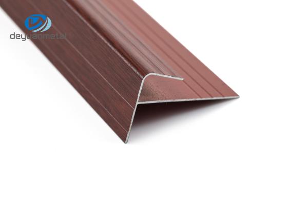 F Shaped T6 Aluminum Stair Nosing Edge Trim Wood Grain Surface Treatment Powder