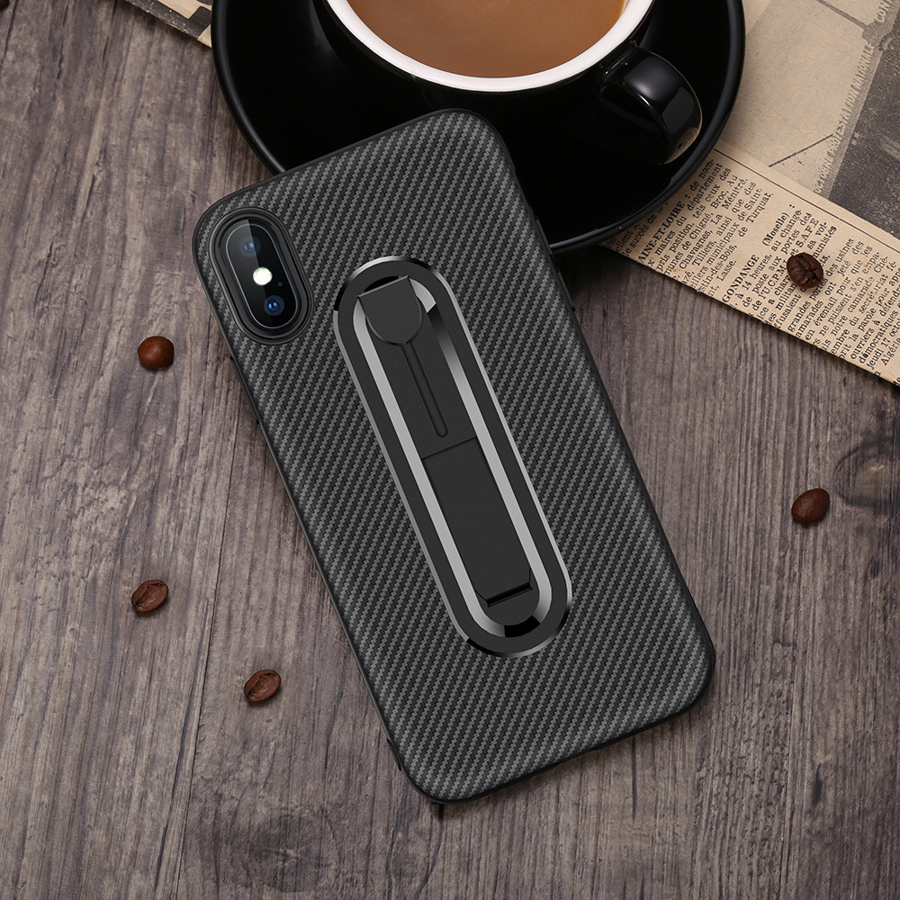 Color Red Carbon Fiber Invisible Kickstand TPU Case Back Cover For IphoneXS IphoneXR IphoneXS MAX Iphone8 Iphone7 Plus