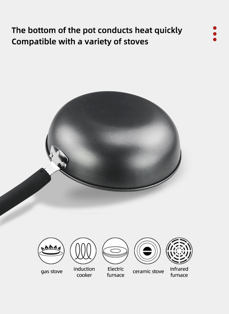Amazon Hot Selling Cooking Kitchen Metal Pan Cookware Wok Pan Cast Iron Non-stick Induction Frying Pan
