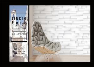Quality PVC White Grey Faux Brick Wallpaper Textured For Walls , Eco - Friendly wholesale