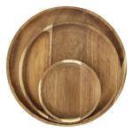 Home Anti Fall Round Bamboo Tray , Acacia Wood Serving Tray / Plate