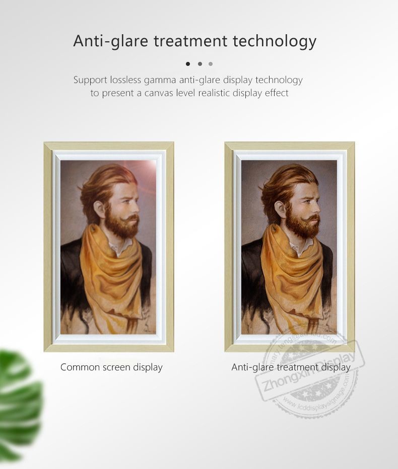 27inch Wooden Art Frame LCD Display With 1000 1 Contrast Ratio 300 Cd/M² Brightness HDMI/VGA/USB Inputs