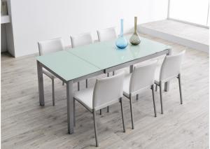 Quality 700mm Fashionable Extendable Glass Dining Table Lightweight With Iron Frame wholesale