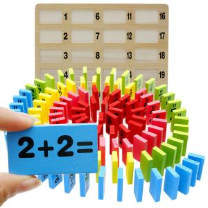 Quality Basswood 120pc Wooden Domino Blocks Set Rally Building Montessori wholesale