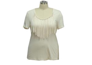 Quality Women's Fashion 1/2 Sleeves Shirt Round-Necline With tassel Decoration Fit Size wholesale