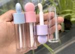 Luxury Flat head 6ml Special Cute Lid Lip Gloss Bottle with Big Brush