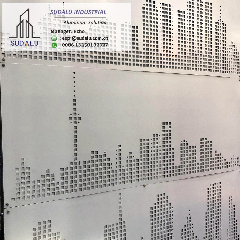 SUDALU Customized Design Aluminum City Pattern CNC Curvel Panel Interior Decoration Perforated Panel