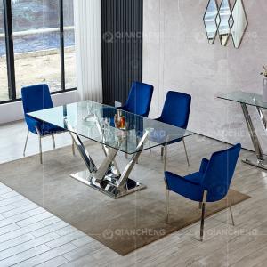 Quality Qiancheng 0.4cbm Glass Dining Sets 6 Chairs 200cm Dining Table And Chairs wholesale