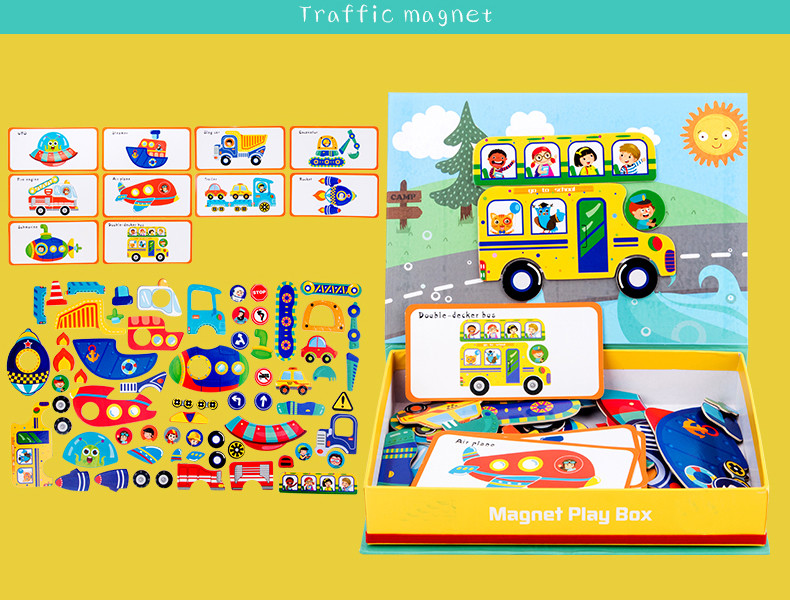 OEM Educational Magnetic Puzzle Box Traffic Theme For 2 Year Olds Kids