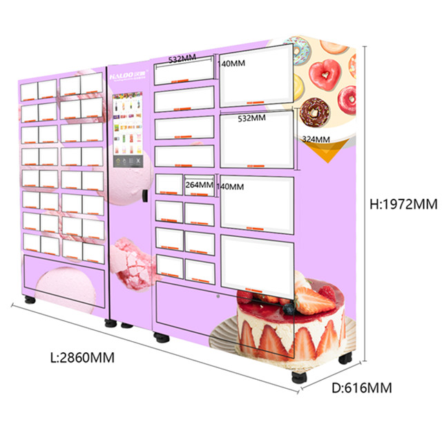 Refrigerated Locker Vending Machine Seafood Birthday Cakes Fresh Food Vending Machine Lockers