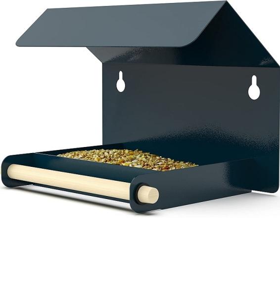 Rain Cover Roof Bird House Frame Wall Mounted Garden Locker Bird Feeder in Black