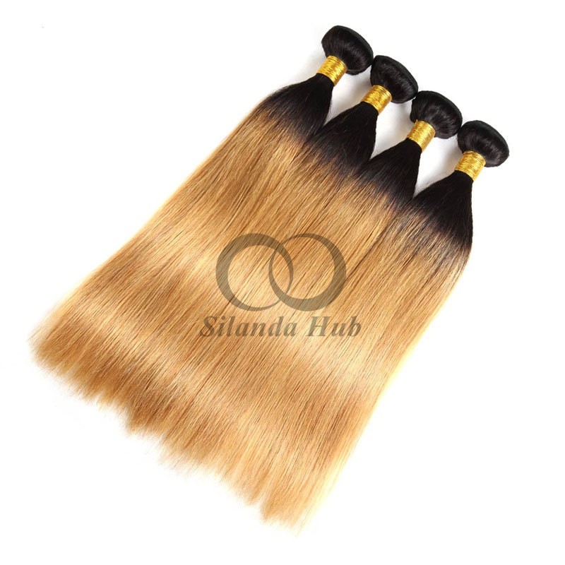 #T1B/27 Straight Remy Human Hair Bundles Sew In Weave Bundles Brazilian Bundle Deals
