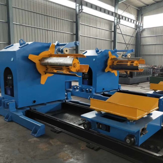 Steel / PPGI / Zinc Vertical Drive Uncoiler Machine 220V With Loading Cart
