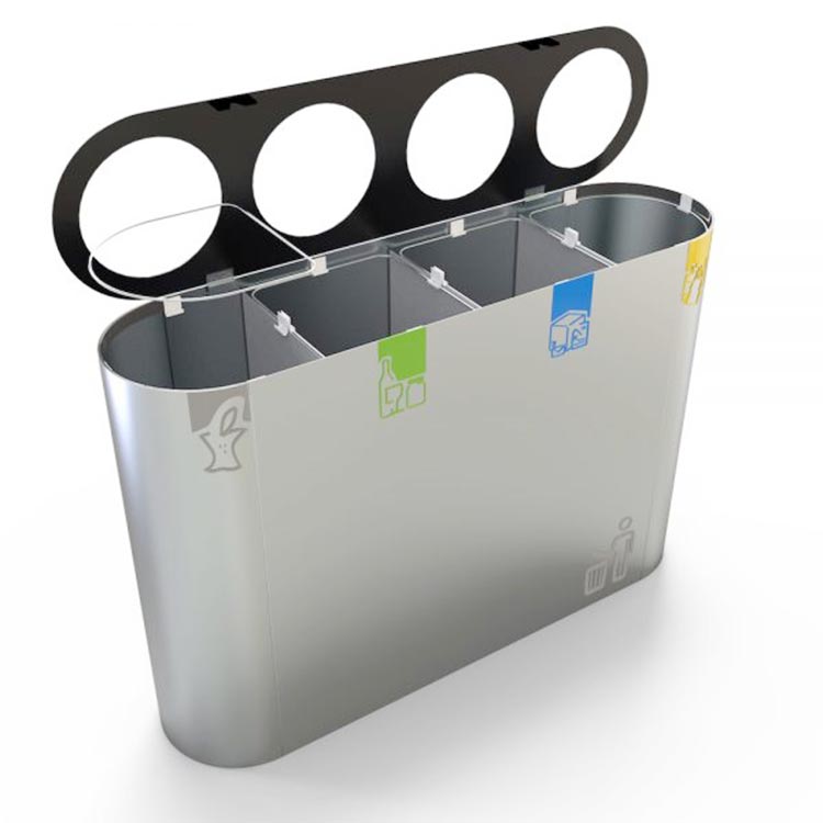 L800mm*W350mm*H900mm Multi Compartment Trash Can Without Lid