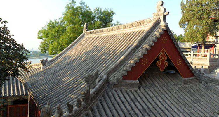 Buddhist Ornamental Clay Ridge Tiles Unglazed Grey Chinese Curved Roof Tile