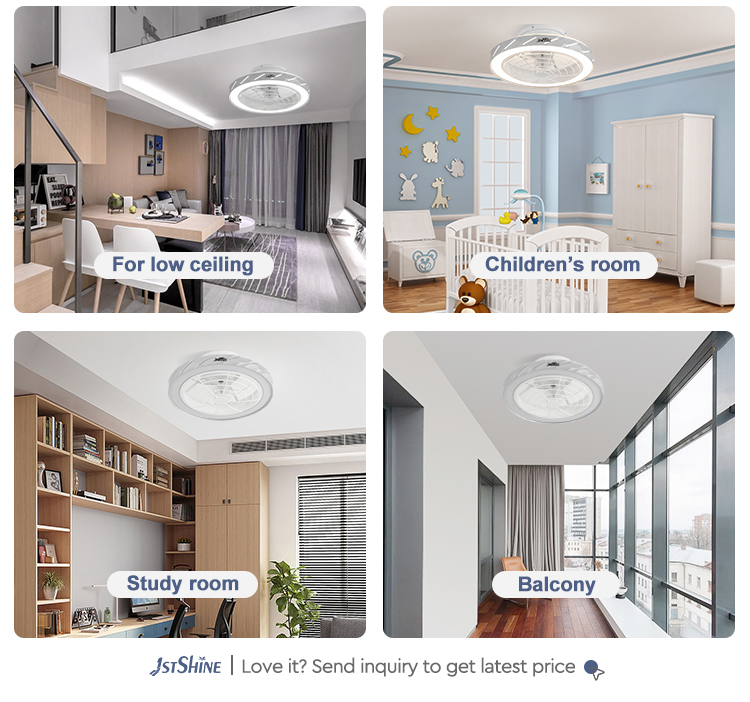 Bedroom Lighting Solution 220V Smart Remote Ceiling Fan with Hidden Blades by 1stshine