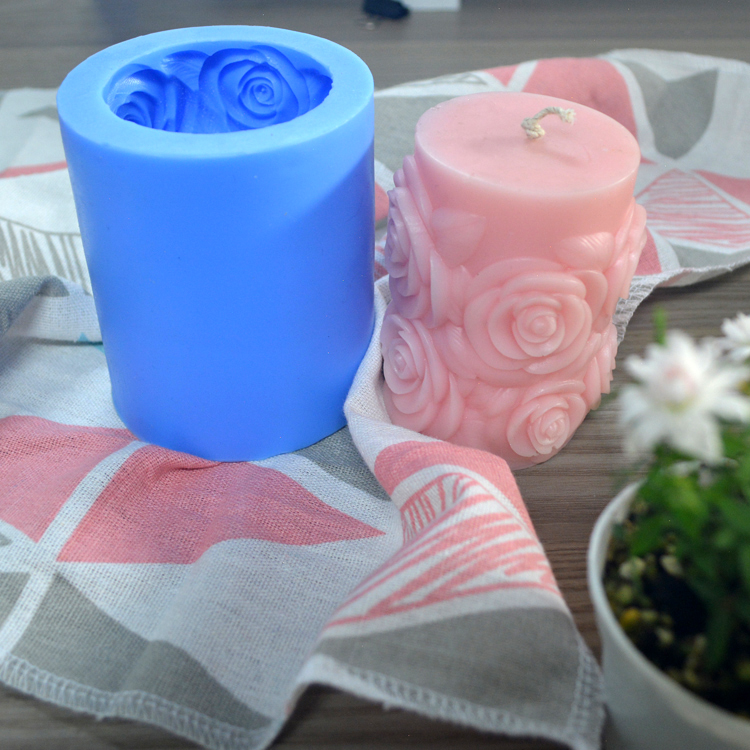 Food Grade Flower Silicone Candle Mold Cylinder Eco Friendly 3D