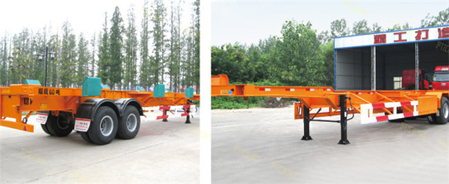 Tri - Axle Container Semi Trailer , JOST Landing Gear Skeleton Trailer