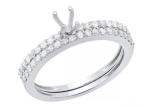 0.52ct Semi Mount Engagement Rings , SI Diamonds 18k White Gold Rings For Bridal