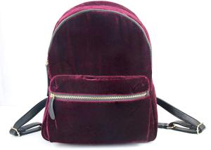 Quality Velvet Casual Lightweight Nylon Backpack , Flannel Ladies Mini Backpack With Mochila Zipper wholesale