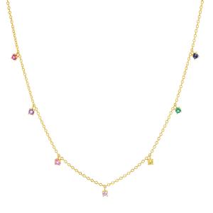 Quality 925 Silver Children's Necklace featuring Playful Rainbow Gemstone Zircon for Sparkle wholesale