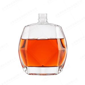 Quality Customized Flat Glass Bottle 375ml 500ml 750ml 1000ml Whiskey Liquor Bottle for Home Bar wholesale