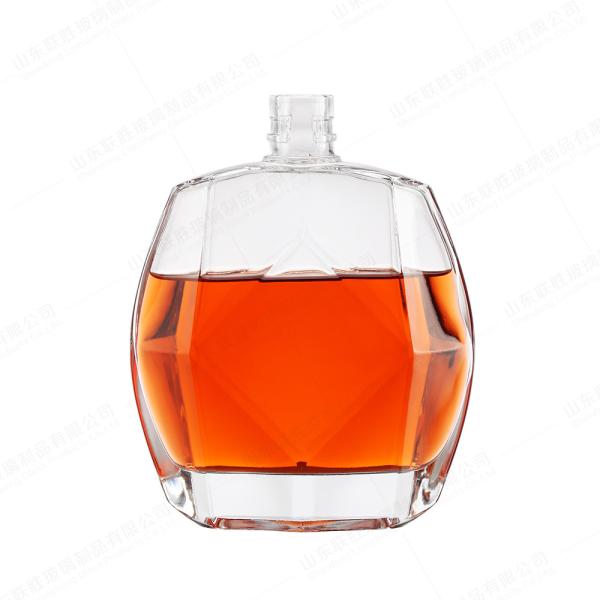 Customized Flat Glass Bottle 375ml 500ml 750ml 1000ml Whiskey Liquor Bottle for