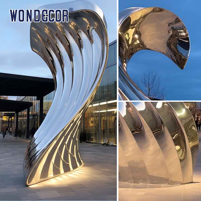 Outdoor Large Modern Mirror Metal Ribbon Art Stainless Steel Sculpture