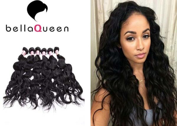 Natural Black Water Wave 6A Remy human hair wefts , Tangle And Shedding Free