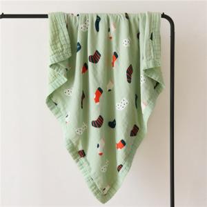 Quality Portable Printed Swaddle Wrap Blanket Eco Friendly 100 Percent Soft Cotton wholesale
