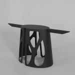 Iron Base Rectangle Dining Table Black Coating Marble Dining Room Sets