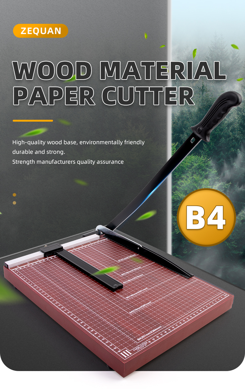 Paper Cutter Professional Design B4 Guillotine Paper Trimmer With Wooden Base