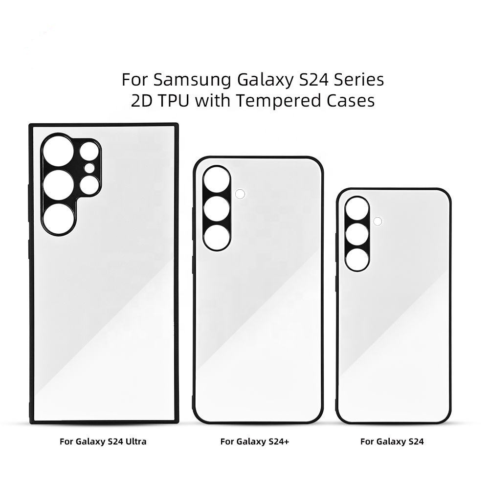 Tempered Glass 2D Sublimation Phone Case for SamSung S24 Plus Ultra Plain Design Style