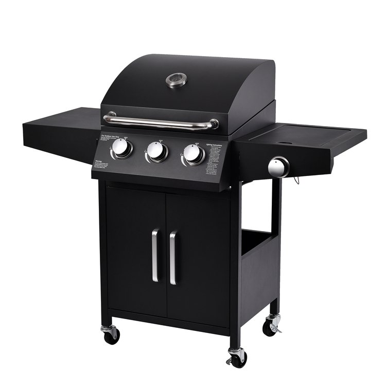 Enjoy Smoke-Free Camping and Barbecue with 4-Burner Steel Gas Stove in Outdoor Garden