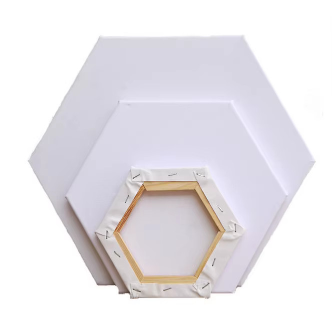 Hexagon Shaped Stretched Canvas Board Acrylic Painting stretched canvas with frame