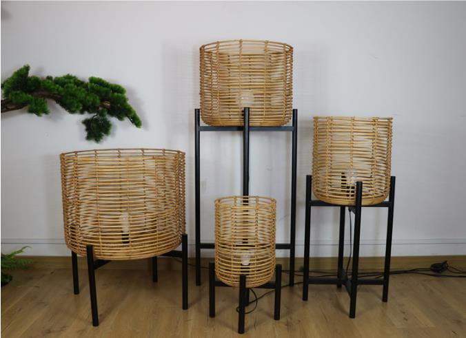 4 Legs Wicker Rattan Floor Lamps For Living Room Atmosphere