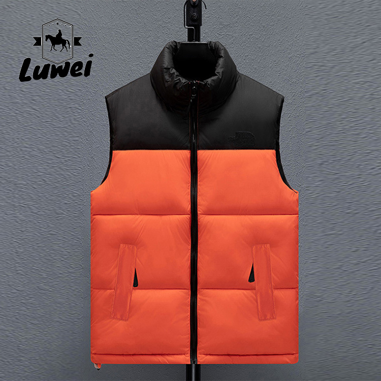 Winter Clothing Thick Gilets Quilted Warm Utility Contrasting Colors Sleeveless Waistcoat Vest Plus Size Vest Men
