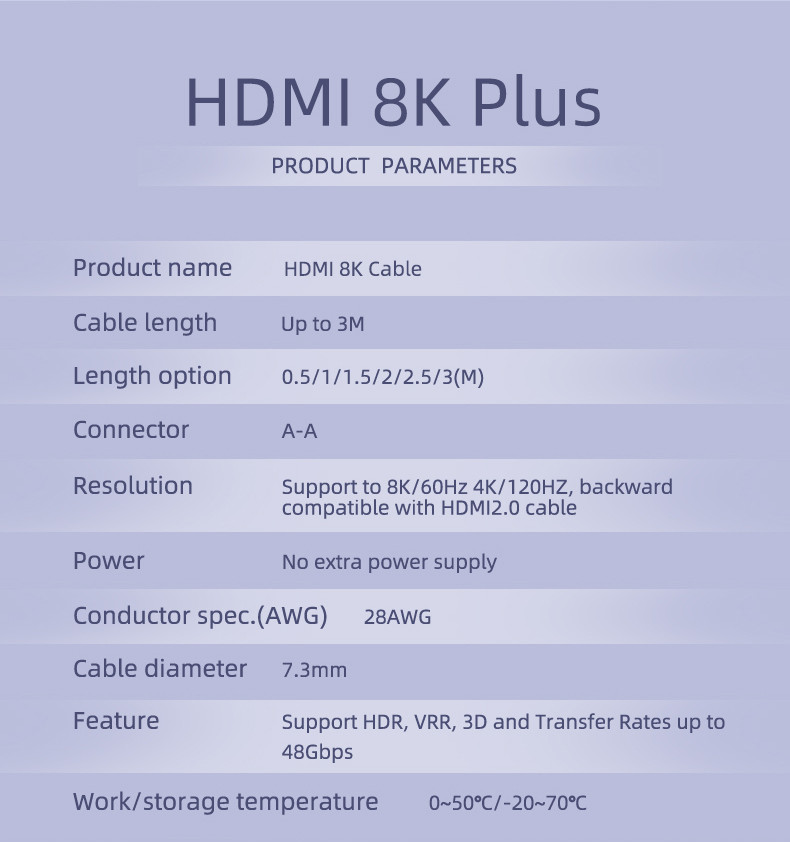 Source Factory High Quality Newest 28Awg High Speed Hdmi  48Gbps Custom Logo 8K Hdmi Cable For Hdtv Ps4