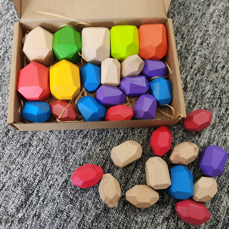 Jenga 14cm Rock Wooden Building Blocks Set Wooden Stacking Blocks Balancing Toy