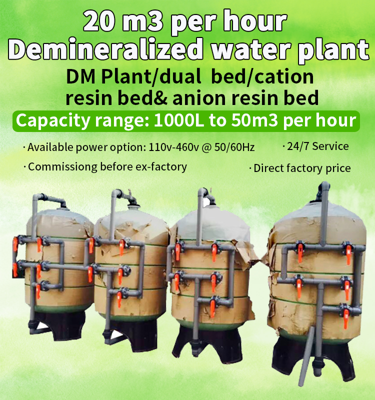 1000L Per Hour Demineralization Water Treatment Plant 15 bar Pressure
